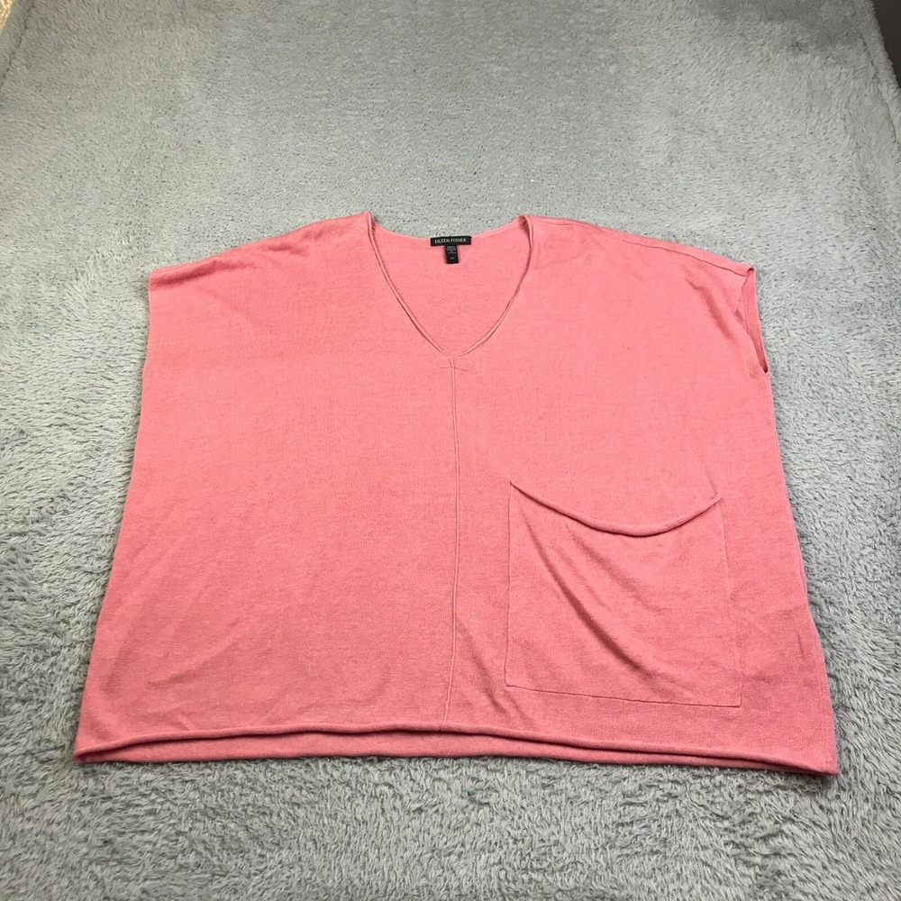 Eileen Fisher Top Womens L‎ Pink Organic Linen Cotton Oversized Lagenlook Tank